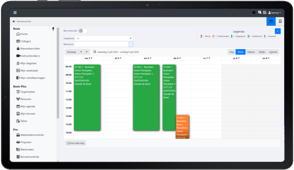 Yoost Software werkbon agenda overzicht
