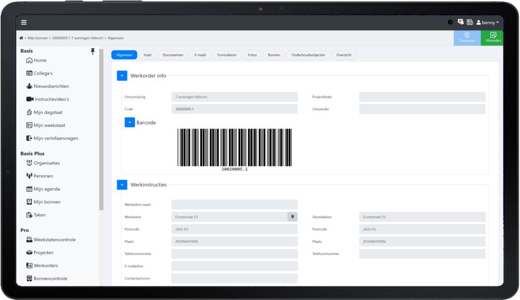 Yoost Software digitale werkbon applicatie overzicht